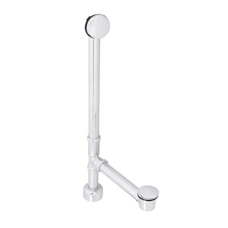 WESTBRASS European Tip Toe Bath Waste, Hidden Overflow -22" Make-Up, 17 Ga. In Powdercoated White D3261HK-50